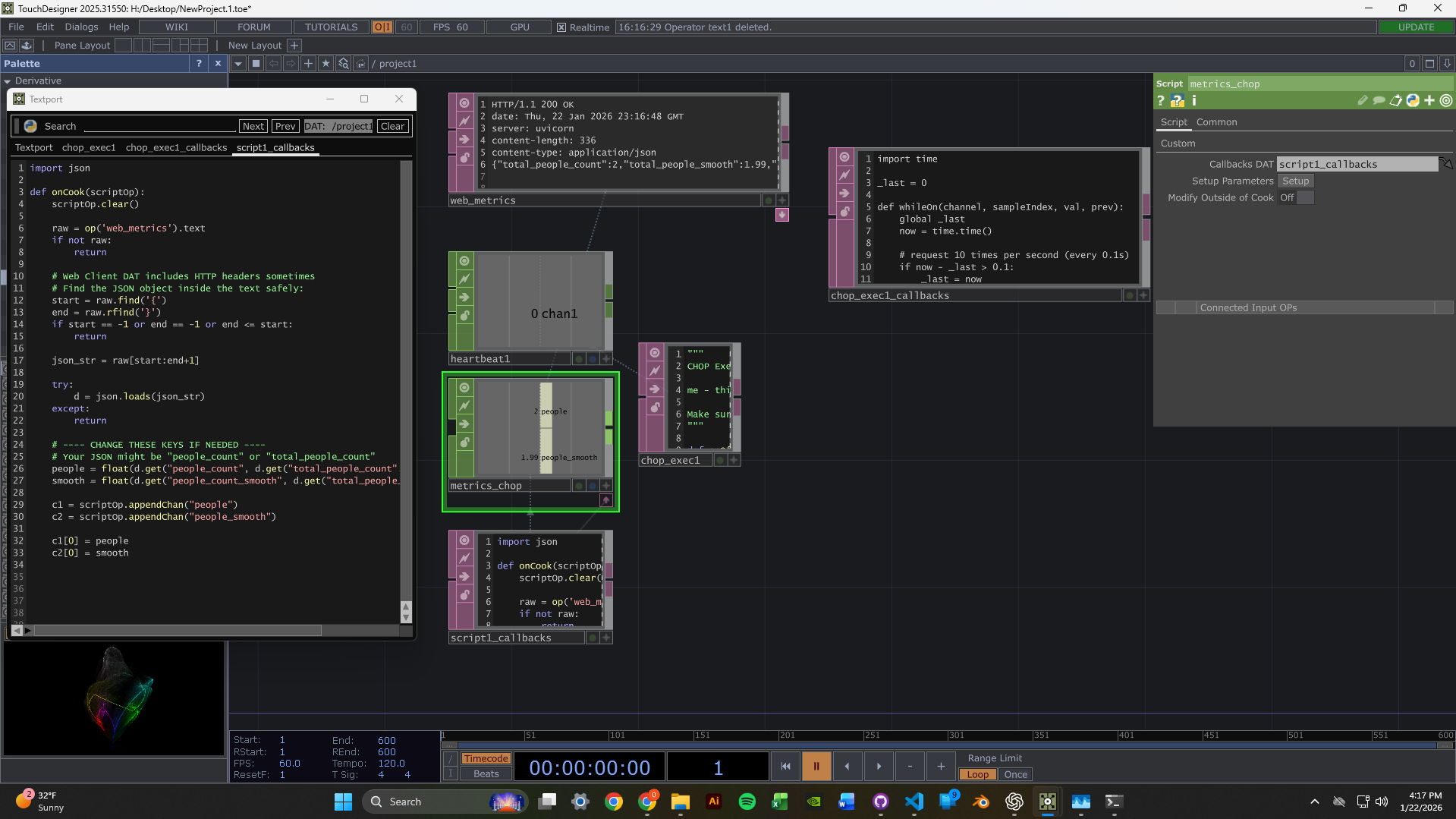 TouchDesigner integration node network